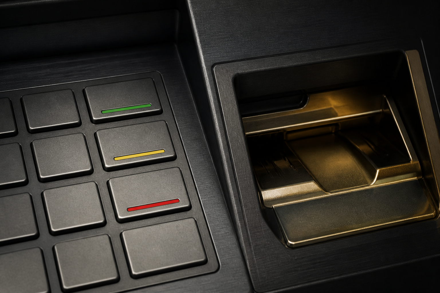 ATM keypad and card reader close-up